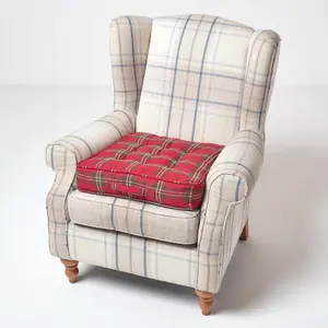 Homescapes Edward Tartan Cotton Armchair Booster Cushion