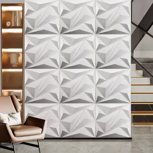 3D Art Wall Panels, PVC Wall Panels for Interior Wall Decor Pack of 12 W 500 x D 500 mm