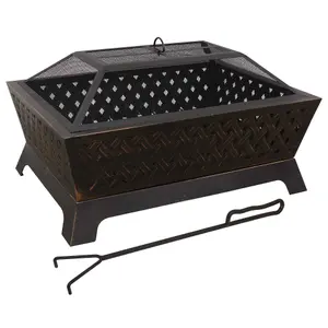 35" Rectangular Outdoor Fire Pit, Antique Bronze Effect - DG44