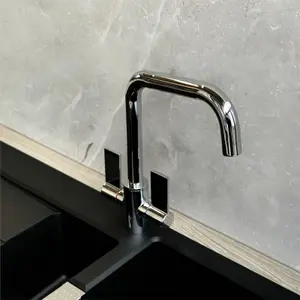 Liquida W18CH Twin Lever D Shape 360 Swivel Spout Chrome Kitchen Mixer Tap