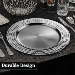 Interiors by Premier 33cm Set of 4 Stainless Steel Charger Plate Set, versatile Dinnerware Set Charger Plates for all Ocassions