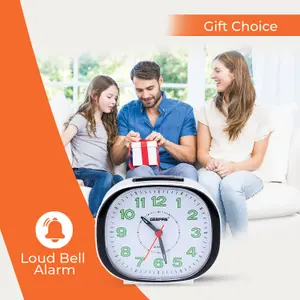 Geepas Bedside Analog Alarm Clock, Table Clock with Large Clear Dial and Hands with Luminous Pointers