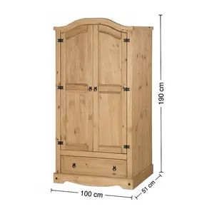 Mercers Furniture Corona 2 Door 1 Drawer Arch Top Wardrobe Solid Pine with Mexican Styling