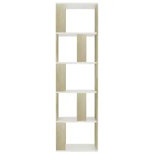 Berkfield Book Cabinet/Room Divider White and Sonoma Oak 45x24x159 cm Engineered Wood