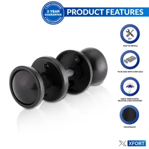 XFORT Black Rim Mortice Knob Set, Plastic Rim Lock Knobs, Door Knob Handles