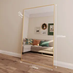 Jobu Home - Takara, Full Length Leaner Gold Metal Rectangle Mirror - 200cm x 120cm