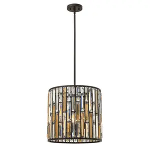 Elstead Gemma 3 Light Ceiling Pendant Vintage Bronze, E14