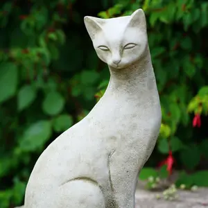 Siamese Cat A Stone Statue Animal Kitten British Made Sculpture Outdoor Pet Garden Ornament