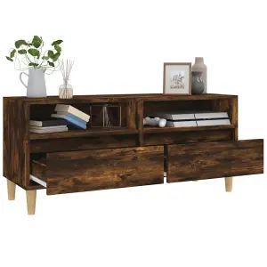 Berkfield TV Cabinet Smoked Oak 100x34.5x44.5 cm Engineered Wood