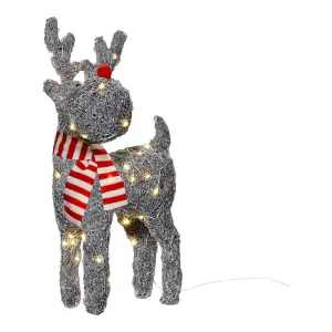 Warm white LED Grey Reindeer Silhouette (H) 450mm