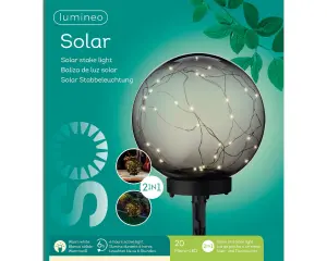 Lumineo Grey Solar Stake Globe Light 20cm