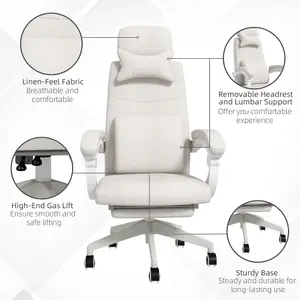 Vinsetto Home Office Chair Reclining Computer Chair w/ Lumbar Support White