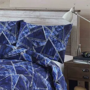 Jaxon Navy Blue Geometric Duvet Cover Set Fresh Modern Bedding