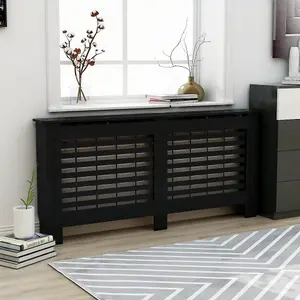 Berkfield Radiator Cover Black 172x19x81 cm MDF