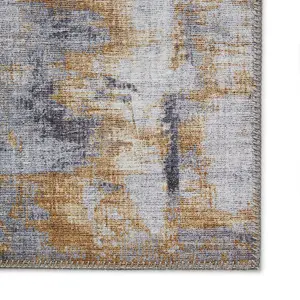 Grey Yellow Modern Easy to Clean Abstract Rug For Dining Room Bedroom Living Room-150cm X 230cm