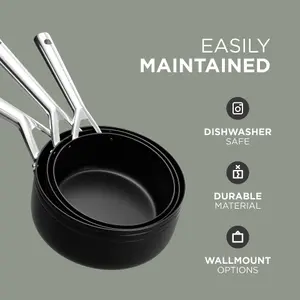 DMD 3-Piece Saucepan Set, 16/18/20cm, Non-Stick Stainless Steel Handle Cool Touch