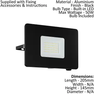 IP65 Outdoor Wall Flood Light Black Adjustable 50W Built in LED Porch Lamp