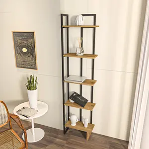 Alica 180cm H Corner Bookcase Black/Oak