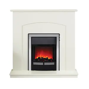 Bradshaw Soft White Timber Fireplace with Inset Electric Fire