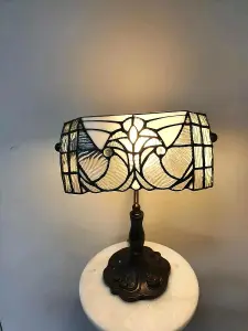 BELOFAY Handmade Stained GlassElegant Tiffany Style with Bronze Lamp Base for Nightstand, Living Rooms (10 " Wide)