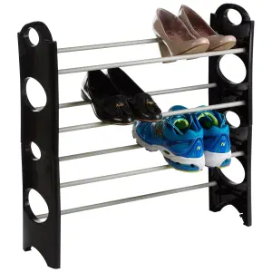 Interiors By Premier Stylish Black And Grey 4 Tier Shoe Rack, Durable Shoe Drawer Organiser, Versatile Shoes Stand For Home