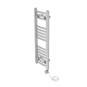 Right Radiators Prefilled Thermostatic Electric Heated Towel Rail Curved Bathroom Ladder Warmer - Chrome 800x300 mm