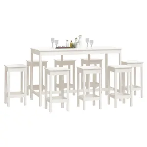 Berkfield 9 Piece Bar Set White Solid Wood Pine