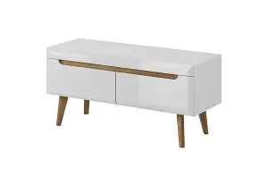 Elegant Nordi TV Cabinet H500mm W1070mm D400mm in White Gloss and Oak Riviera - Stylish Entertainment Storage