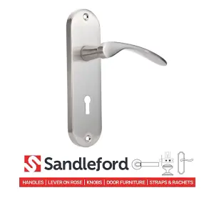 Sandleford Moreton Door Handle Lock Lever  Set - Brushed Nickel