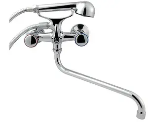 Invena Chrome Round Tap Head Bath Filler Shower Mixer Wall Mounted 'S' Type 30cm Spout