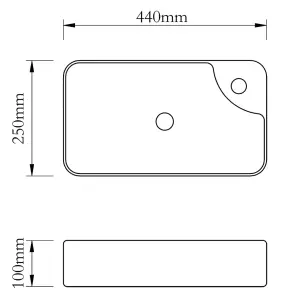 Ceramic Bathroom Sink Basin with Faucet Hole White