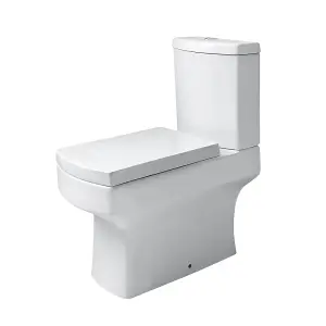 Rinse Bathrooms Bathroom Square Close Coupled Toilet Dual Flush Cistern WC with Soft Close Seat