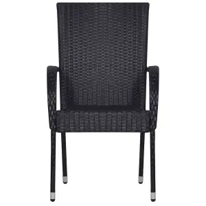 Berkfield Stackable Outdoor Chairs 2 pcs Poly Rattan Black