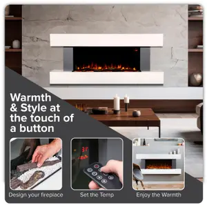 Baridi 46" Wall Mounting Electric Fireplace with LED Flame Effect - Grey - DH112