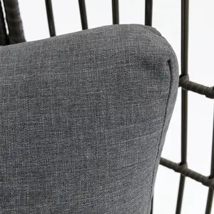 Antalya Egg Chair with Grey Cushions, Dark Grey