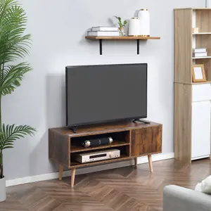 HOMCOM TV Unit Cabinet for TVs up to 55Inches with Cupboard Shelves, Brown