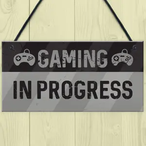 Novelty Gaming In Progress Sign For Boys Bedroom Man Cave Gamer Gift For Son