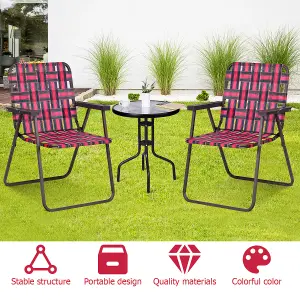 Costway 6 PCS Folding Beach Chair Portable Camping Lawn Webbing Chair