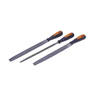 3 Piece 250mm File Set Flat Half Round Round Second Cut