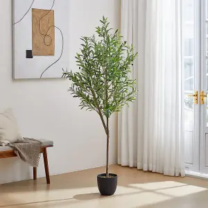 Artificial Olive Tree Decorative Plant in Plastic Pot 186 cm H