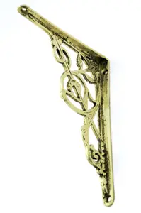 Castelion Single Large Brass Trellis Shelf Bracket