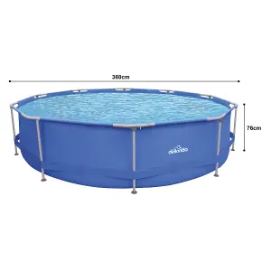 Dellonda Swimming Pool 12ft 360cm Round Steel Frame Above Ground & Filter Pump