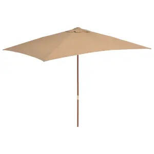 Berkfield Outdoor Parasol with Wooden Pole 200x300 cm Taupe