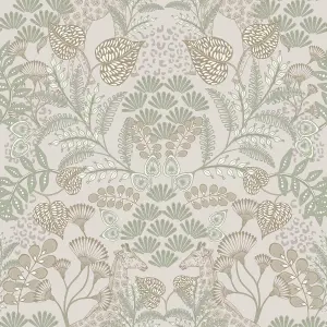 Superfresco Easy Beige Jungle Day Metallic effect Smooth Wallpaper