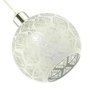 Modern Round Matte White Pendant Lighting Shade with Laser Cut Diamond Shapes