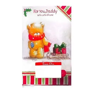 Simon Elvin With Lots Of Love Daddy Christmas Greetings Card (Pack of 12) White/Green/Red (One Size)