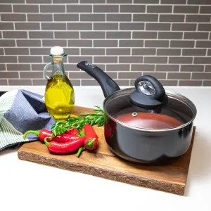 18cm Non-Stick Sauce Pan & Glass Lid