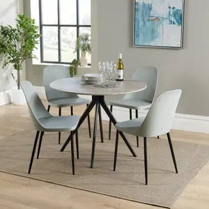 Core Products Aspen Grey Oak Effect 100cm Round Dining Table with 4 Light Grey Plastic Duo Design Chairs