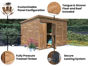 Dunster House Wooden Shed Workshop 3m x 2.4m Garden Storage Pressure Treated Overlord Pent