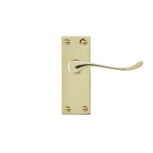 Colours Toen Polished Brass effect Aluminium Scroll Latch Door handle (L)99mm (D)58mm, Pack of 3